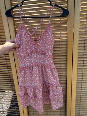 Pink Floral Ruffle Tiered Sundress
